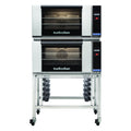 Turbofan E27T3 - Full Size Electric Convection Ovens Touch Screen Control Double Stacked on a Stainless Steel Base Stand - E27T3/2C