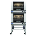 Turbofan Full Size Tray Manual Electric Convection Ovens Double Stacked With Castor Base Stand - E28M4/2C