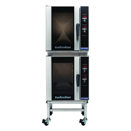 Turbofan Full Size Tray Digital Electric Convection Oven Double Stacked With Castor Base Stand - E33D5/2C