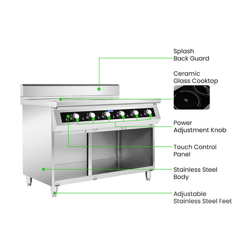 Electmax 700 Series Induction 6-Burner Cooker with Splashback - EIC7-1200P