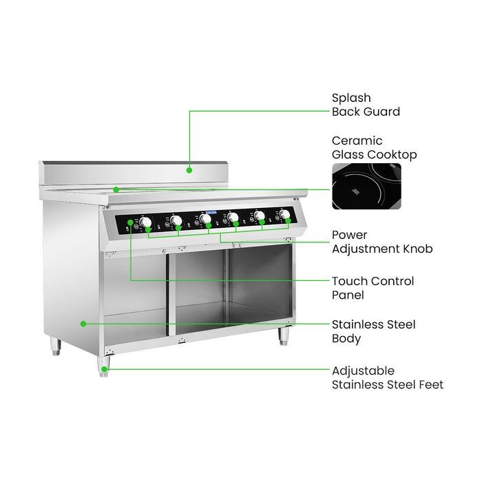 Electmax 700 Series Induction 6-Burner Cooker with Splashback - EIC7-1200P