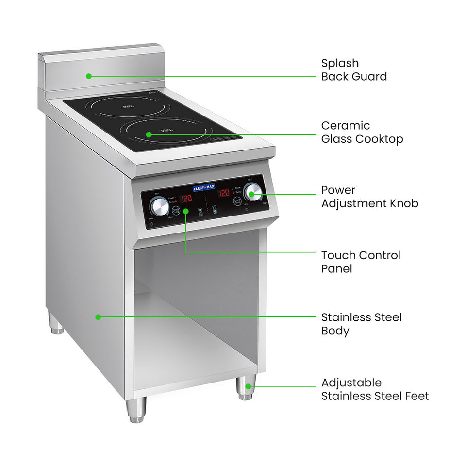 Electmax 700 Series Induction 2-Burner Cooker with Splashback - EIC7-400P