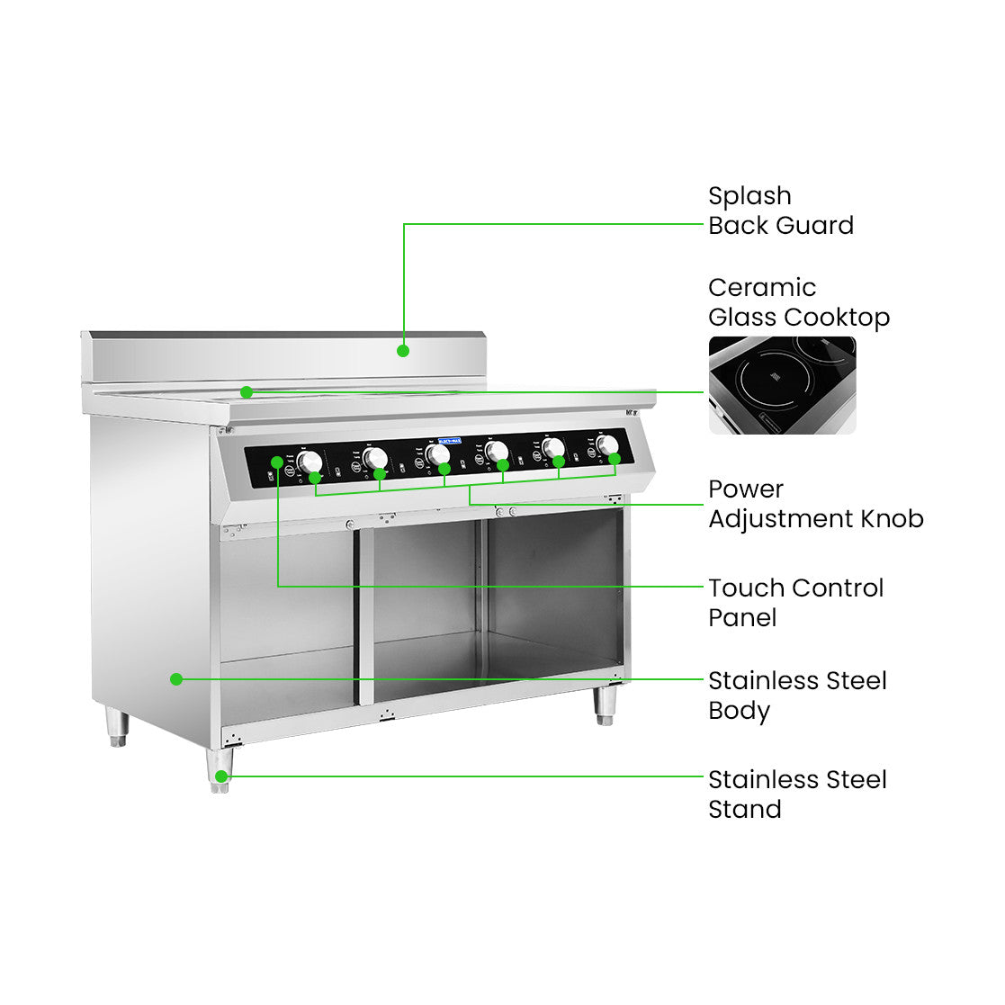 ElectMax 900 Series Induction 6 Burner Cooker with Splashback EIC9-1200P