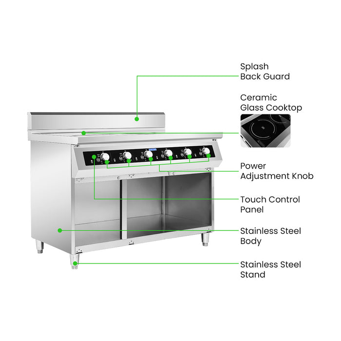ElectMax 900 Series Induction 6 Burner Cooker with Splashback EIC9-1200P