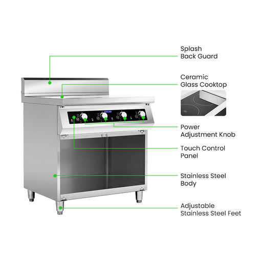 ElectMax 900 Series Induction 4 Burner Cooker with Splashback EIC9-800P