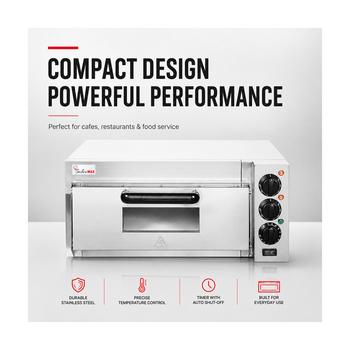 Baker Max Compact Countertop Single Deck Electric Pizza Oven - EP-1T
