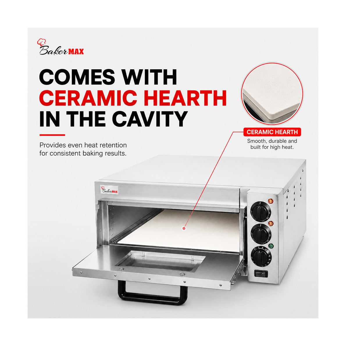 Baker Max Compact Countertop Single Deck Electric Pizza Oven - EP-1T