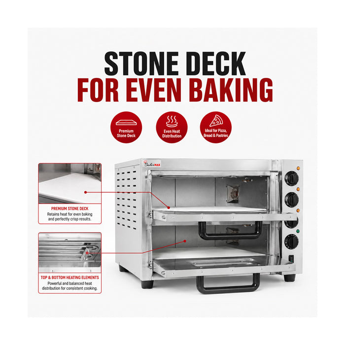 Baker Max Compact Countertop Double Deck Electric Pizza Oven - EP-2T