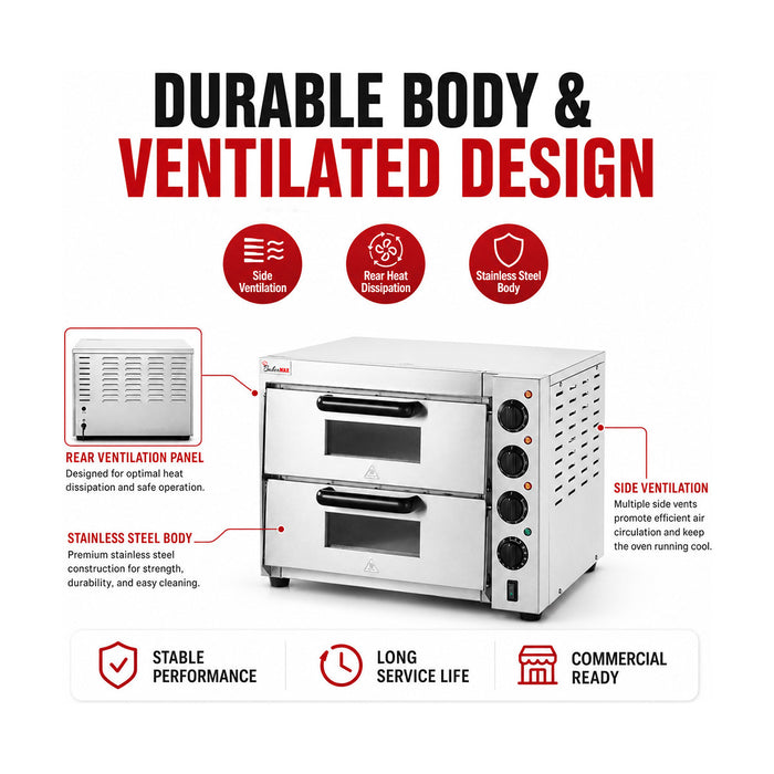 Baker Max Compact Countertop Double Deck Electric Pizza Oven - EP-2T