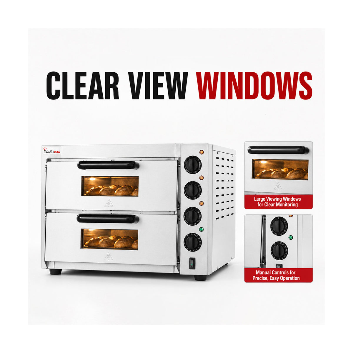 Baker Max Compact Countertop Double Deck Electric Pizza Oven - EP-2T