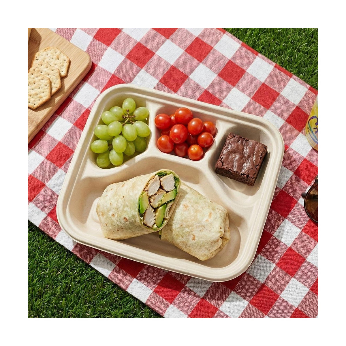 PakMax Sugarcane Small 4-Compartment Food Container - FC-41-S