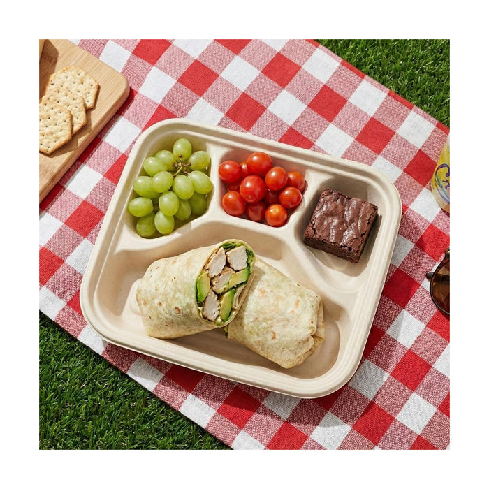 PakMax Sugarcane Small 4-Compartment Food Container - FC-41-S