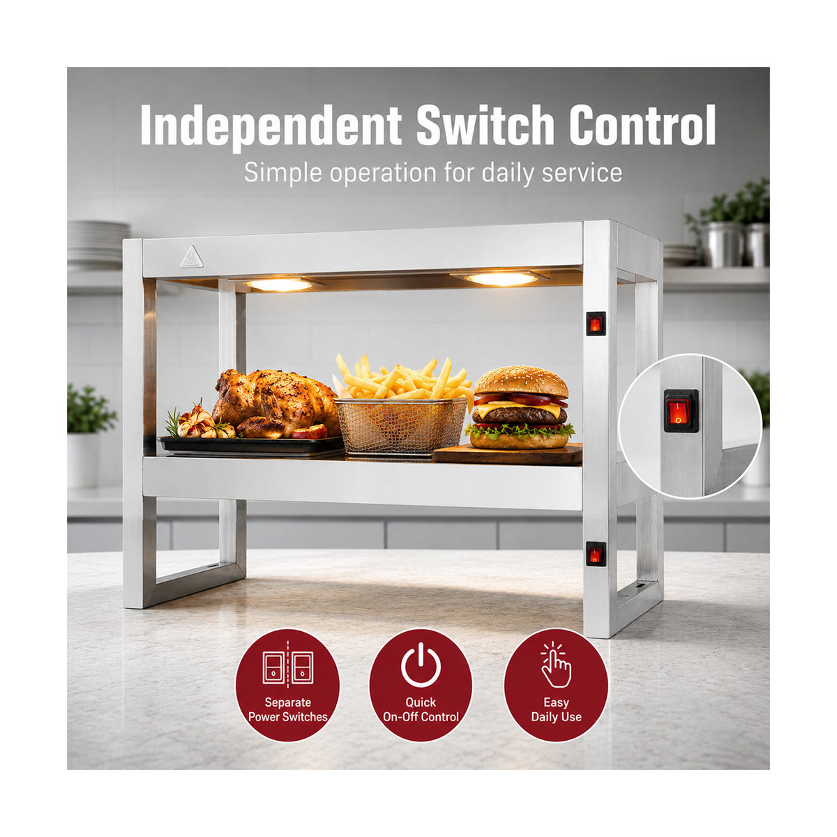 Benchstar Commercial Food Warmer with 4 Lamps – FW4L-092
