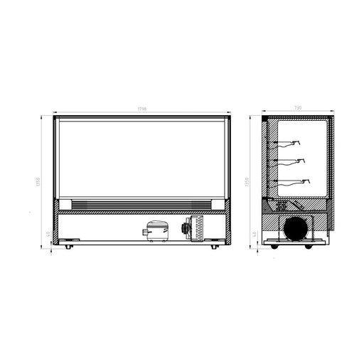 Bonvue Modern 3 Shelves Cake or Food Display 1800mm - GAN-1800RF3