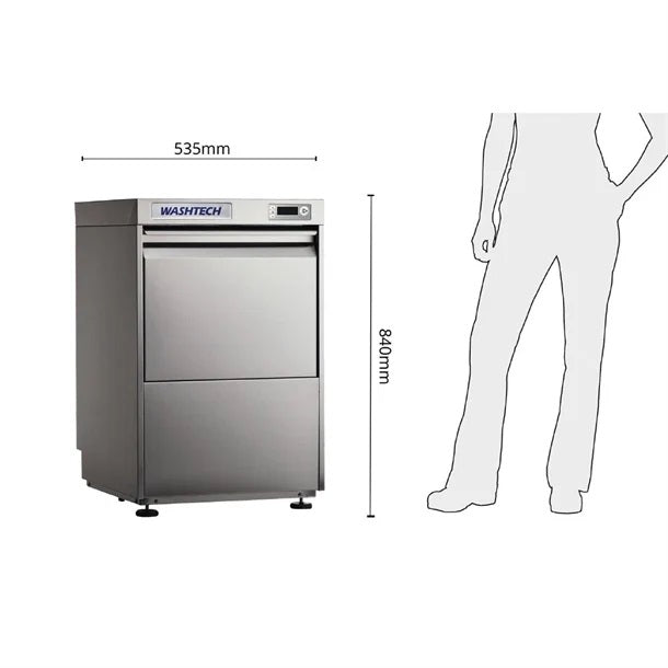 Washtech Premium Fully Insulated Undercounter Glasswasher & Dishwasher 450mm Rack - GL