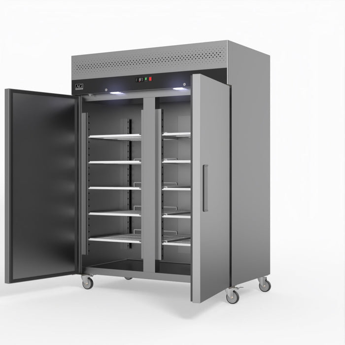 AG Upright Double Stainless Steel Door Freezer 1300L - GNX1400BT