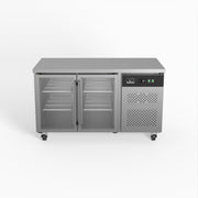 AG Commercial Two Glass Door Worktop / Under Bench Display Fridge 700mm Depth 282L - GNX2100TNG