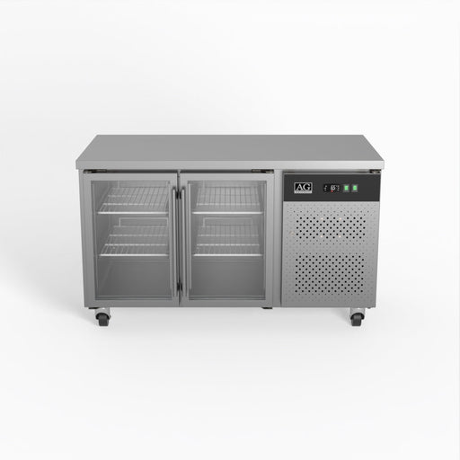 AG Commercial Two Glass Door Worktop / Under Bench Display Fridge 700mm Depth 282L - GNX2100TNG