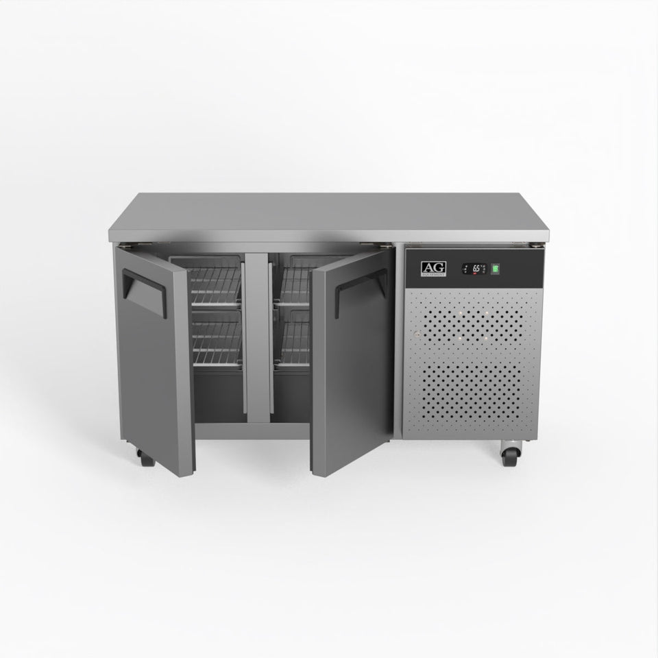 AG Two Door Commercial Worktop / Under Bench Fridge 700mm Depth 282L - GNX2100TN