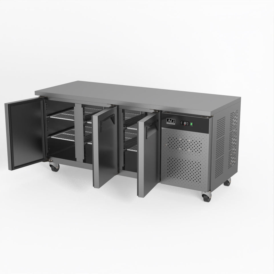 AG Three Door Commercial Worktop / Under Bench Fridge 700mm Depth 417L - GNX3100TN