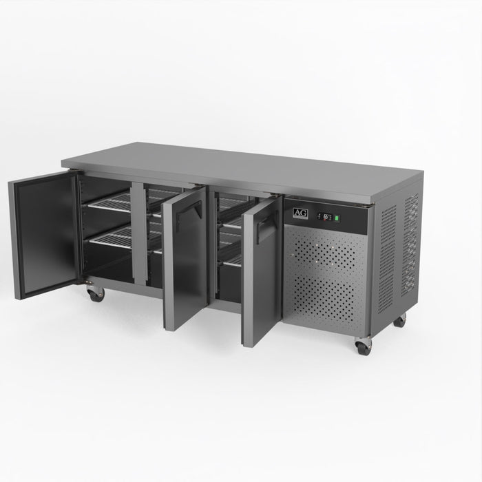 AG Three Door Commercial Worktop / Under Bench Fridge 700mm Depth 417L - GNX3100TN