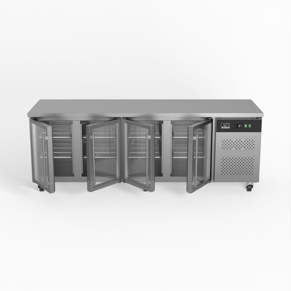 AG Commercial Four Glass Door Worktop / Under Bench Display Fridge 700mm Depth 553L - GNX4100TNG