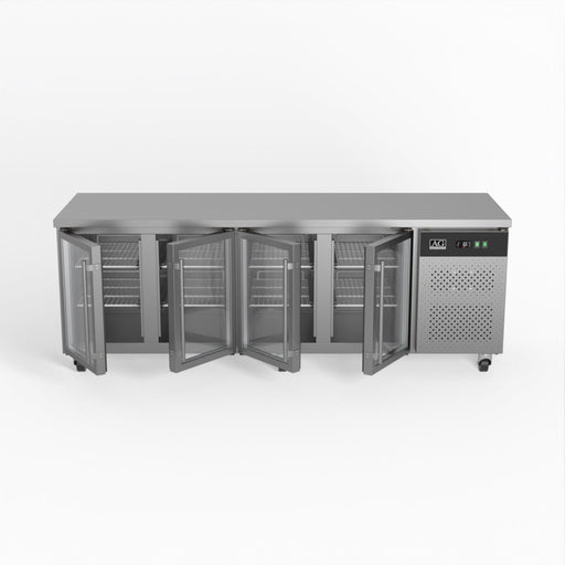 AG Commercial Four Glass Door Worktop / Under Bench Display Fridge 700mm Depth 553L - GNX4100TNG