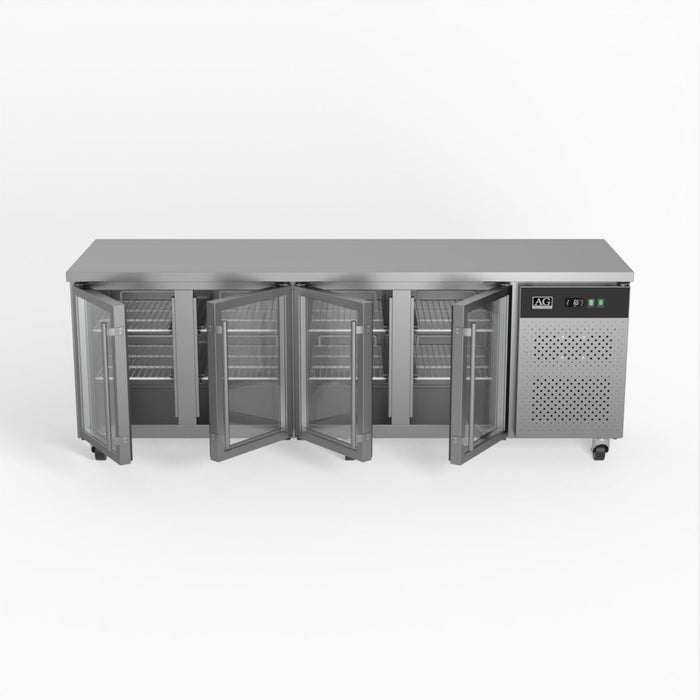 AG Commercial Four Glass Door Worktop / Under Bench Display Fridge 700mm Depth 553L - GNX4100TNG