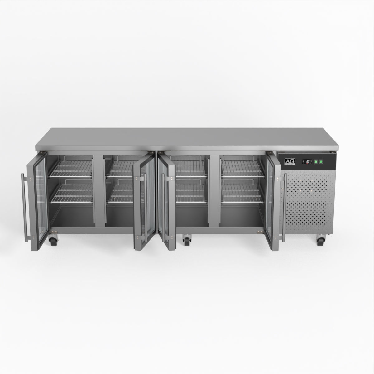 AG Commercial Four Glass Door Worktop / Under Bench Display Fridge 700mm Depth 553L - GNX4100TNG
