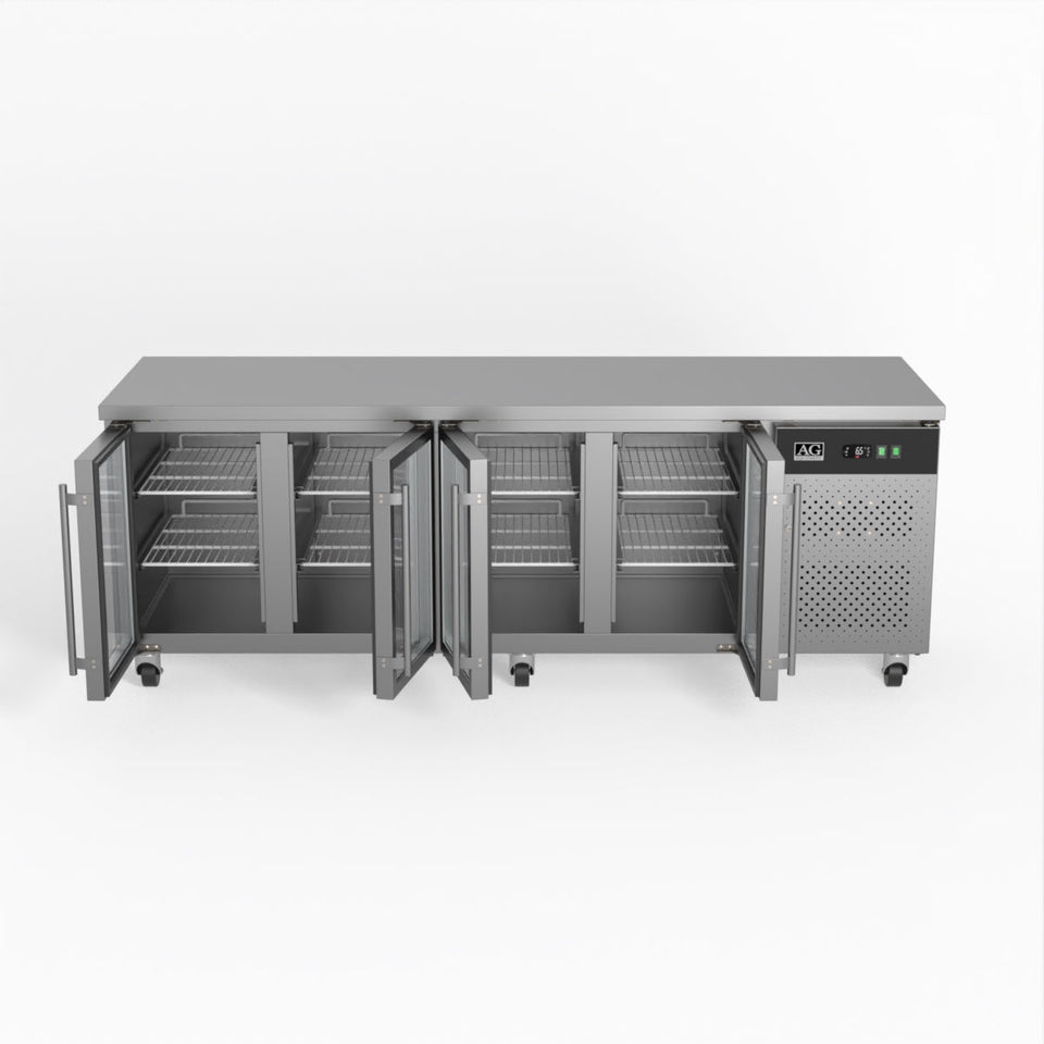 AG Commercial Four Glass Door Worktop / Under Bench Display Fridge 700mm Depth 553L - GNX4100TNG
