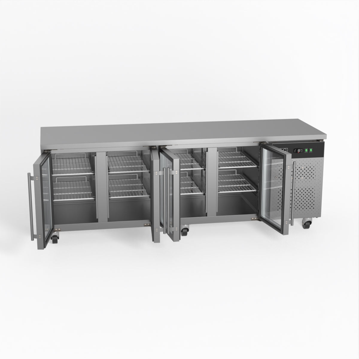 AG Commercial Four Glass Door Worktop / Under Bench Display Fridge 700mm Depth 553L - GNX4100TNG