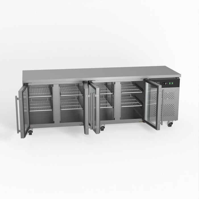 AG Commercial Four Glass Door Worktop / Under Bench Display Fridge 700mm Depth 553L - GNX4100TNG