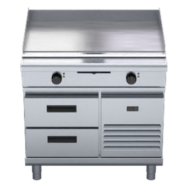 Waldorf 800 Series 900mm Electric Griddle Low Back Version - Refrigerated Base - GPL8900E-RB