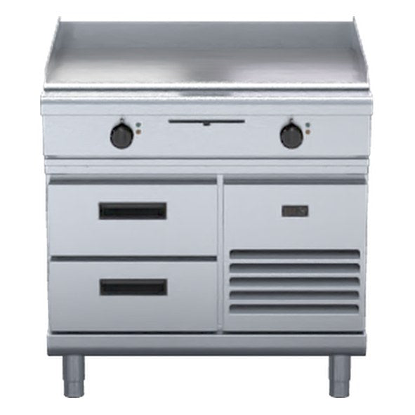Waldorf 800 Series 900mm Electric Griddle Low Back Version - Refrigerated Base - GPL8900E-RB