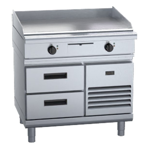 Waldorf 800 Series 900mm Electric Griddle Low Back Version - Refrigerated Base - GPL8900E-RB