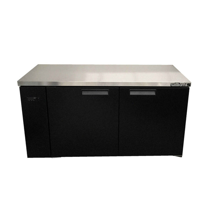 Williams Boronia - Two Solid Door Black Colorbond Remote Under Bench Fridge - HB2RSB
