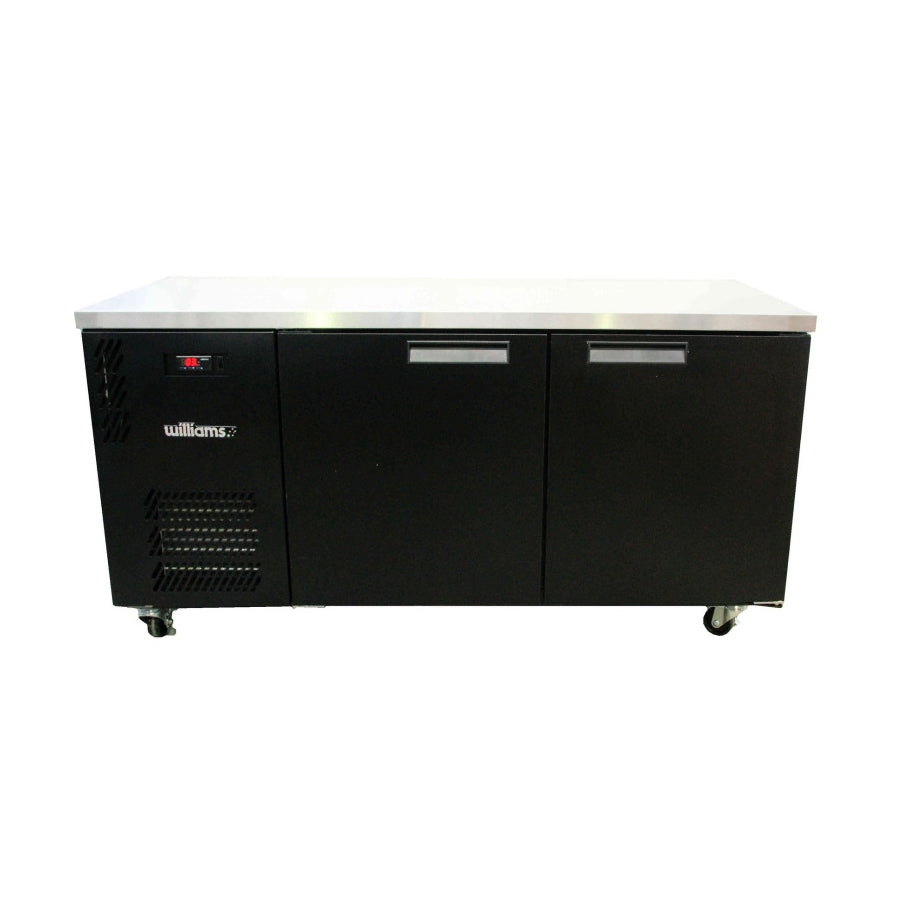 Williams Boronia - Two Solid Door Black Colorbond Under Bench Fridge - HB2USBHC