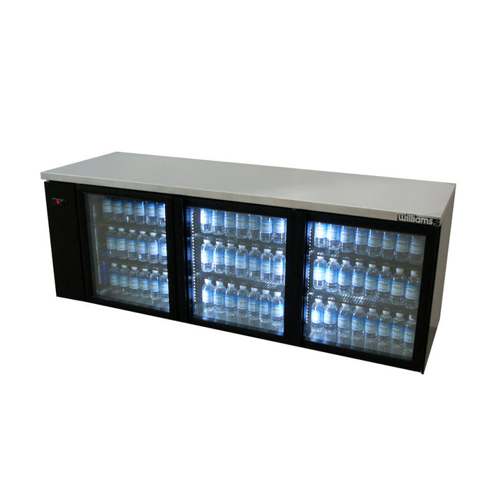 Williams Boronia - Three Glass Door Black Colorbond Remote Under Bench Fridge - HB3RGB