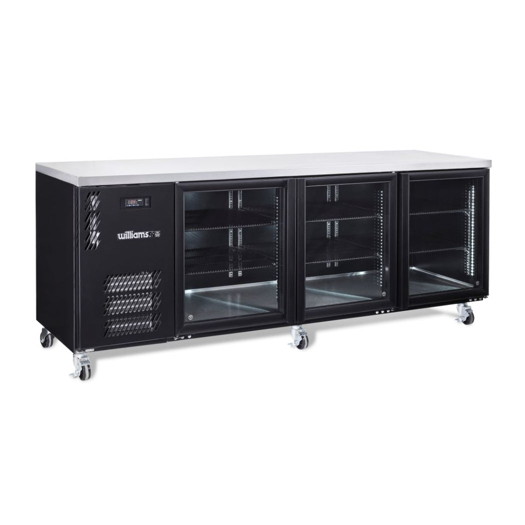 Williams Boronia - Three Glass Door Black Colorbond Under Bench Fridge - HB3UGBHC