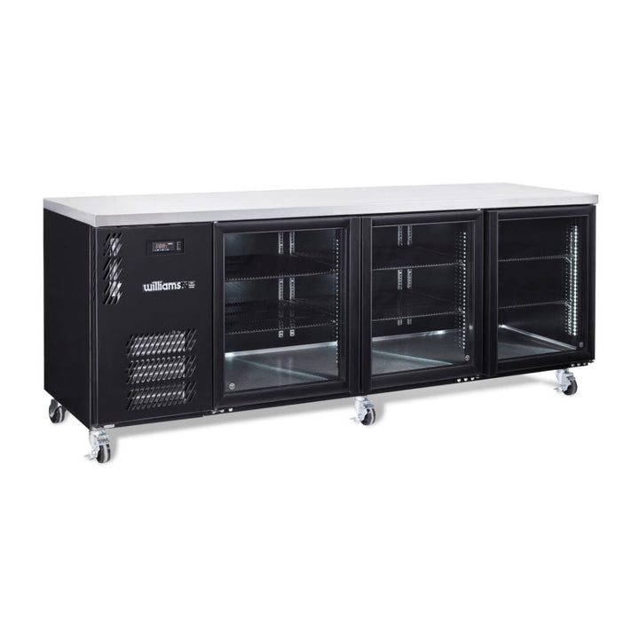 Williams Boronia - Three Glass Door Black Colorbond Under Bench Fridge - HB3UGBHC