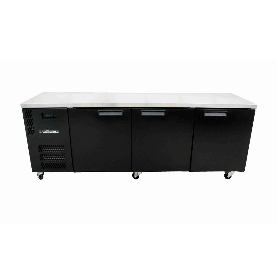 Williams Boronia - Three Solid Door Black Colorbond Under Bench Fridge - HB3USBHC