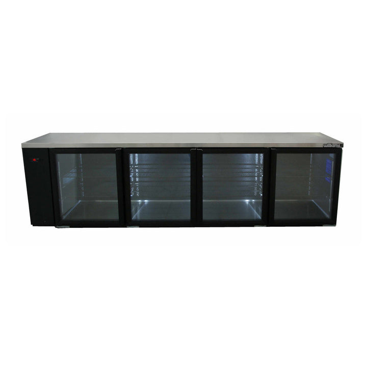 Williams Boronia - Four Glass Door Black Colorbond Remote Under Bench Fridge - HB4RGB
