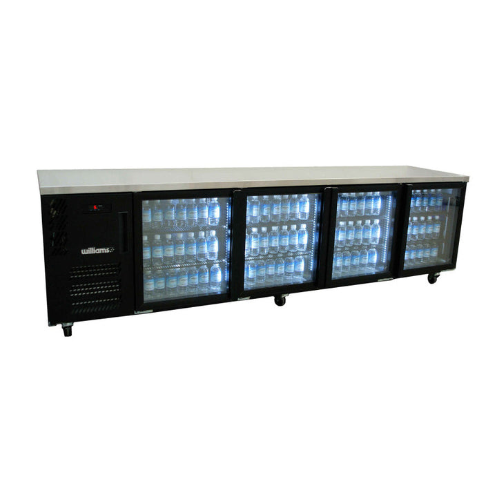 Williams Boronia - Four Glass Door Black Colorbond Under Bench Fridge - HB4UGBHC