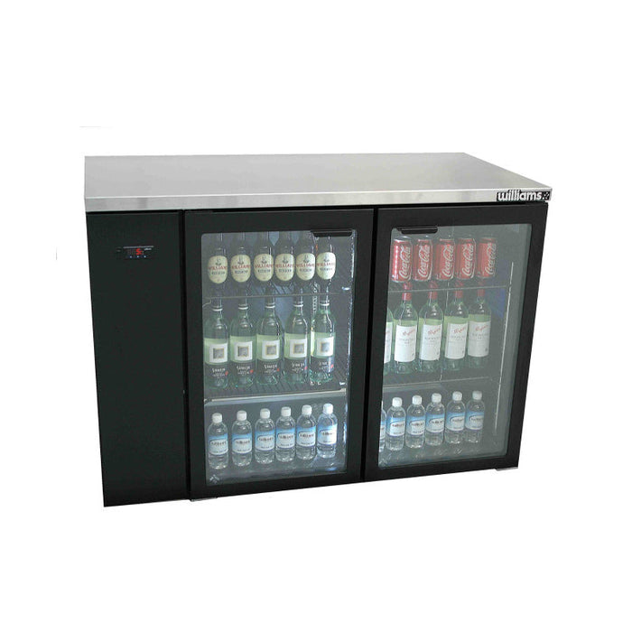 Williams Cameo - Two Glass Door Black Colorbond Remote Back Bar Counter Display Fridge - HC2RGB