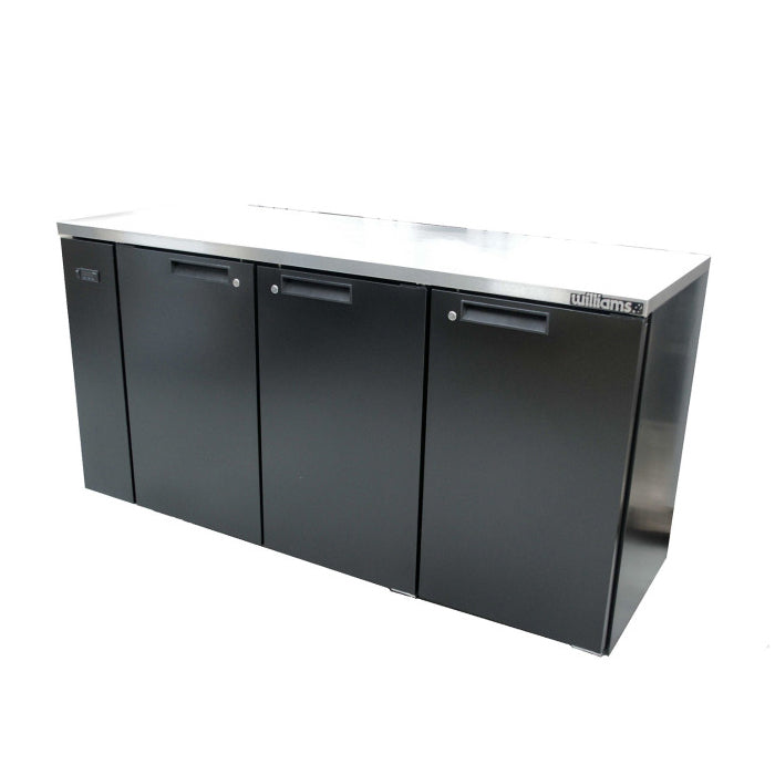 Williams Cameo - Three Solid Door Black Colorbond Remote Back Bar Counter Display Fridge - HC3RSB