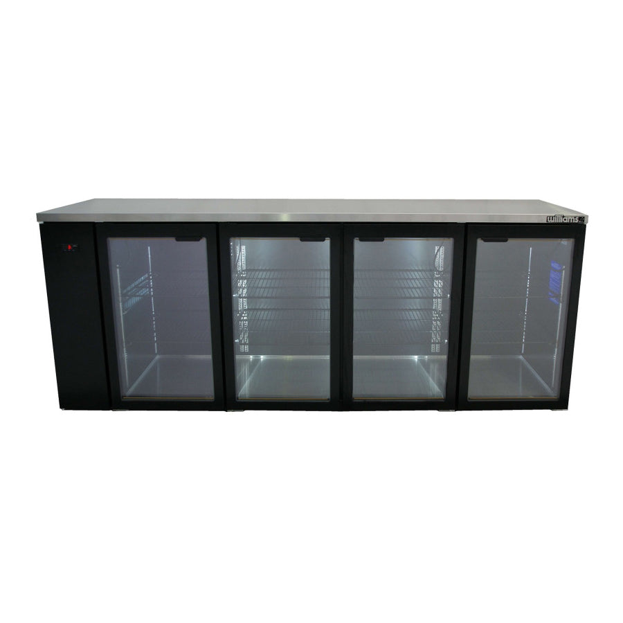 Williams Cameo - Four Glass Door Black Colorbond Remote Back Bar Counter Display Fridge - HC4RGB