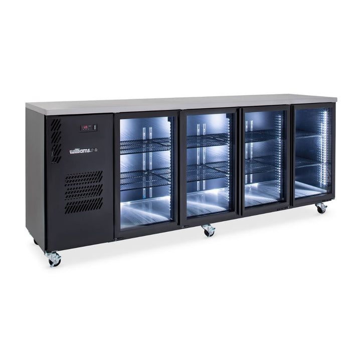 Williams Cameo - Four Glass Door Black Colorbond Under Counter Display Fridge - HC4UGBHC