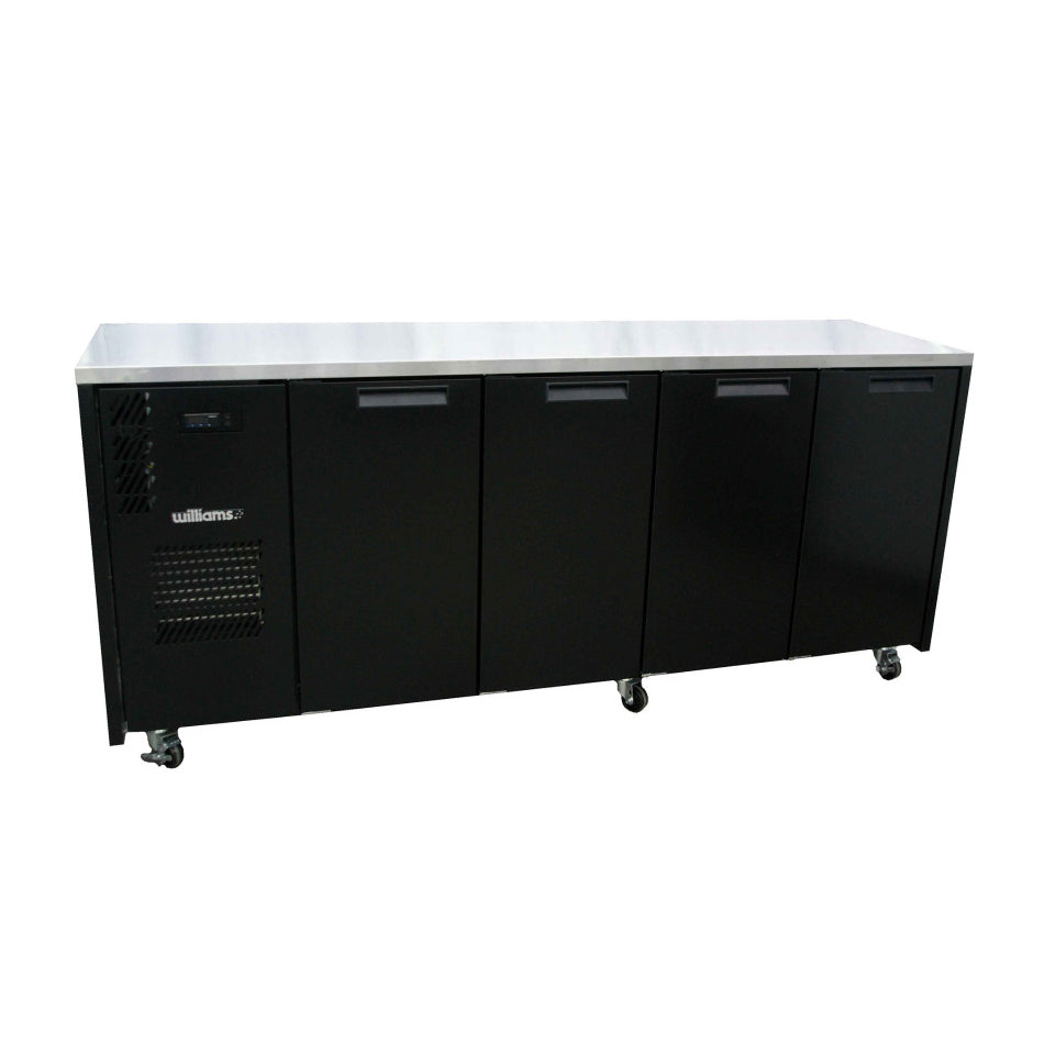 Williams Cameo - Four Solid Door Black Colorbond Under Counter Display Fridge - HC4USBHC