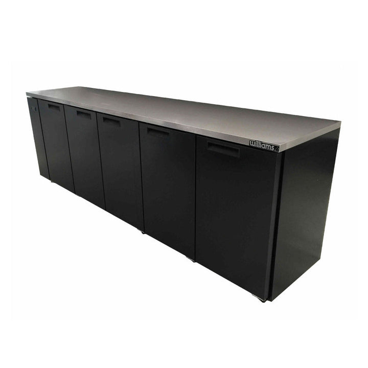 Williams Cameo - Five Solid Door Black Colorbond Remote Back Bar Counter Display Fridge - HC5RSB