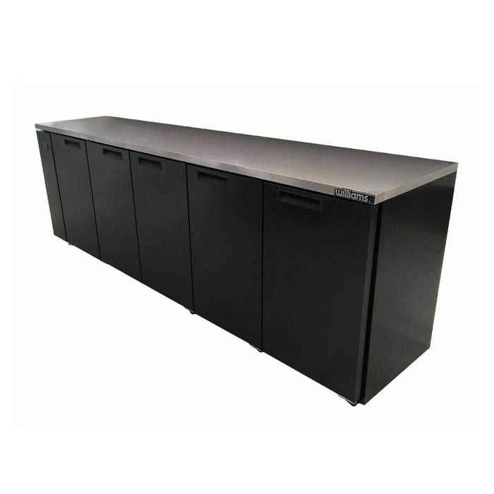 Williams Cameo - Five Solid Door Black Colorbond Remote Back Bar Counter Display Fridge - HC5RSB